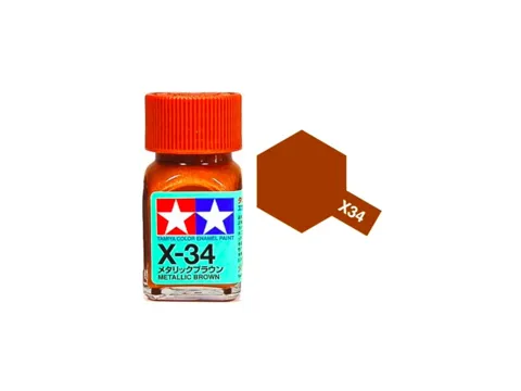 Skleněná lahvička emailové barvy Tamiya Enamel X-34 metalická hnědá 10 ml