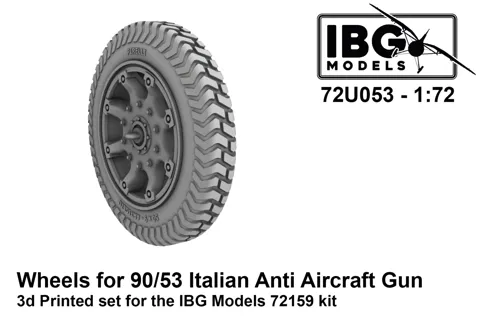 Doplňková sada IBG Models 72U053 kola pro italský kanón 90/53 v měřítku 1/72