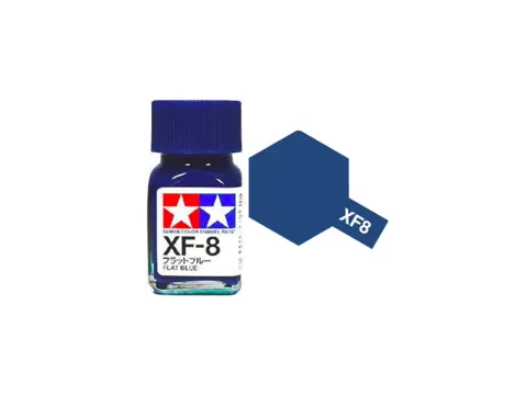 Skleněná lahvička emailové barvy Tamiya Enamel XF-8 80308 modrá matná, 10 ml