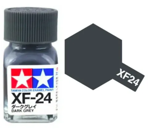 Skleněná lahvička emailové barvy Tamiya Enamel 80324 XF-24 tmavě šedá, 10 ml