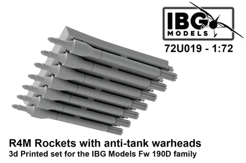 3D tištěné rakety R4M s protitankovými hlavicemi IBG Models 72U019 v měřítku 1/72 pro Fw 190D