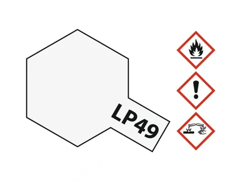 Skleněná lahvička lakové barvy Tamiya LP-49 Pearl Clear perleťový čirý lak 10 ml