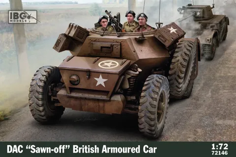 Plastikové stavebnice IBG Models 72146 DAC Sawn-off britský obrněný automobil v měřítku 1/72