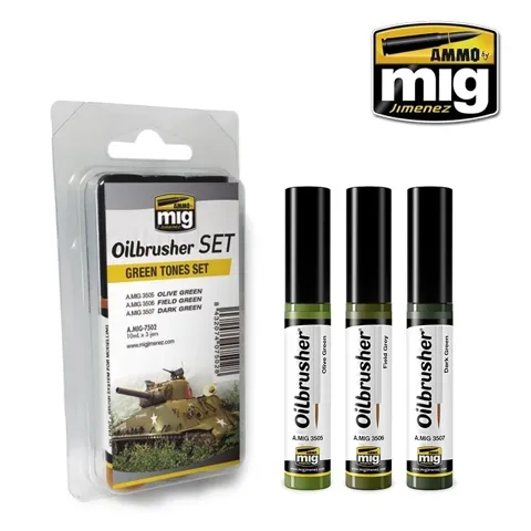 AMMO Mig A.MIG-7502 Oilbrusher set zelené odstíny (Green Tones)