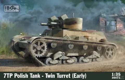 Krabice plastikové stavebnice IBG Models 35071 polský tank 7TP dvouvěžový, měřítko 1/35