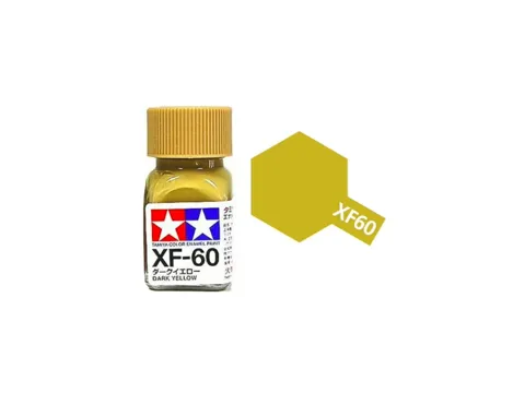 Skleněná lahvička emailové barvy Tamiya Enamel XF-60 Dark Yellow 10 ml