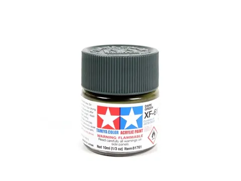 Lahvička akrylové barvy Tamiya Acrylic Mini XF-61 tmavě zelená matná 10 ml