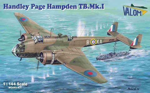 Krabice plastikové stavebnice Valom 14438 Handley Page Hampden TB.Mk.I v měřítku 1/144
