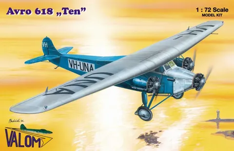 Krabice plastikové stavebnice Valom 72039 Avro 618 Ten v měřítku 1/72