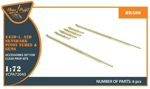 Doplňková sada Clear Prop CPA72040 pitotovy trubice a hlavně kanónů pro Skyshark 1/72