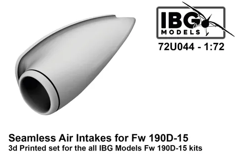 3D tištěná detailní sada IBG Models 72U044 bezešvé vstupy vzduchu pro Fw 190D-15 v 1/72