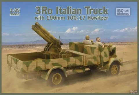 Krabice stavebnice IBG Models 35053 3Ro italský nákladní automobil s houfnicí 100/17 v měřítku 1/35