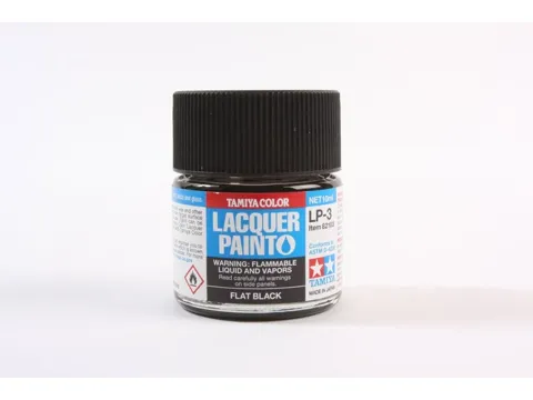 Skleněná lahvička lakové barvy Tamiya LP-3 82103 černá matná 10 ml