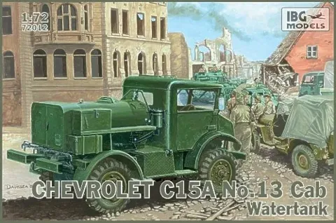 Krabice stavebnice IBG Models 72012 Chevrolet C.15A No.13 Cab Watertank v měřítku 1/72