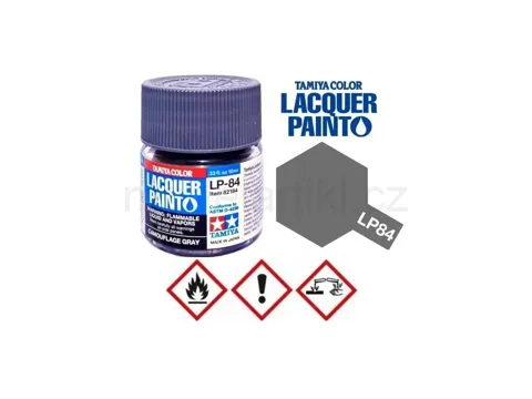 Skleněná lahvička lakové barvy Tamiya LP-84 maskovací šedá 10 ml, kód 82184
