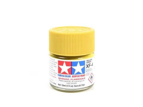 Lahvička akrylové barvy Tamiya Acrylic Mini XF-4 žlutozelená matná 10 ml