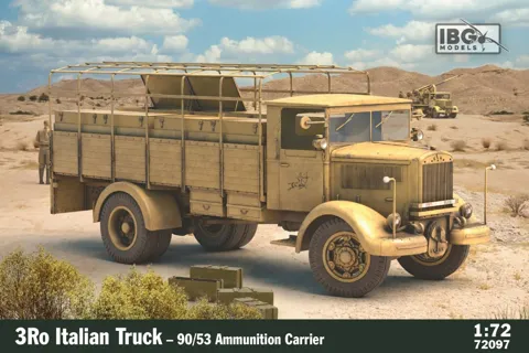 Krabice stavebnice IBG Models 72097 italský nákladní automobil 3Ro nosič munice 90/53 v měřítku 1/72
