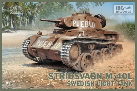 Krabice plastikové stavebnice IBG Models 72036 Stridsvagn M/40 L v měřítku 1/72