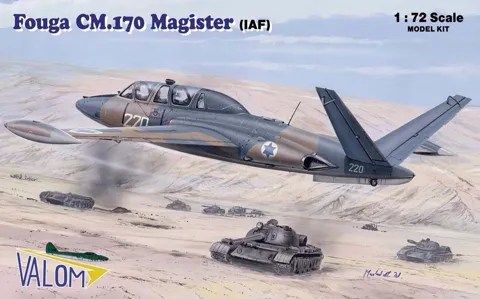 Krabice stavebnice Valom 72088 Fouga CM.170R Magister IAF v měřítku 1/72