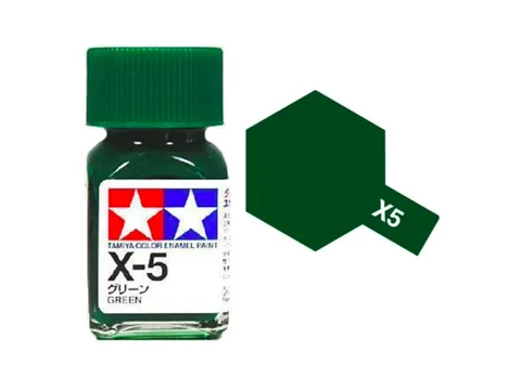 Skleněná lahvička emailové barvy Tamiya Enamel X-5 zelená lesklá 10 ml