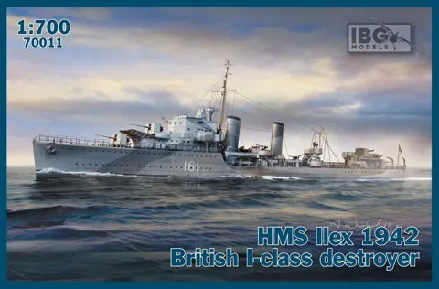 Krabice stavebnice IBG Models 70011 HMS Ilex 1942, britský torpédoborec v měřítku 1/700