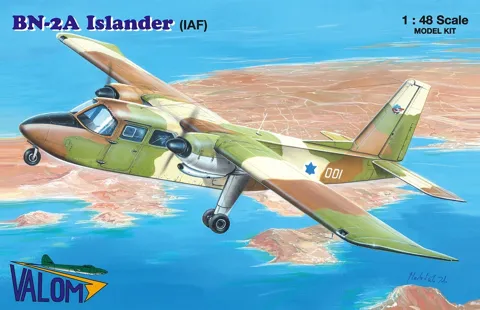Krabice plastikové stavebnice Valom 48009 Britten-Norman BN-2A Islander IAF v měřítku 1/48