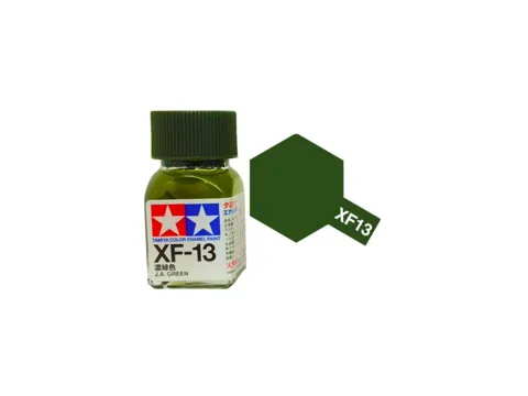 Skleněná lahvička emailové barvy Tamiya Enamel 80313 XF-13 J.A. Green 10 ml