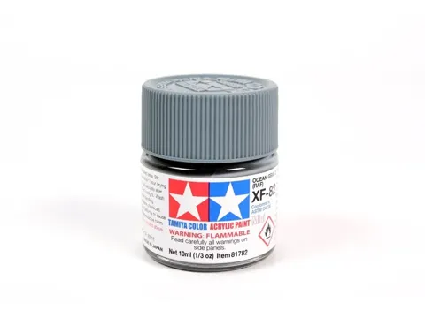 Skleněná lahvička akrylové barvy Tamiya Acrylic Mini XF-82 Ocean Gray 2, 10 ml