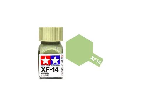 Skleněná lahvička emailové barvy Tamiya Enamel 80314 XF-14 J.A. Grey 10 ml
