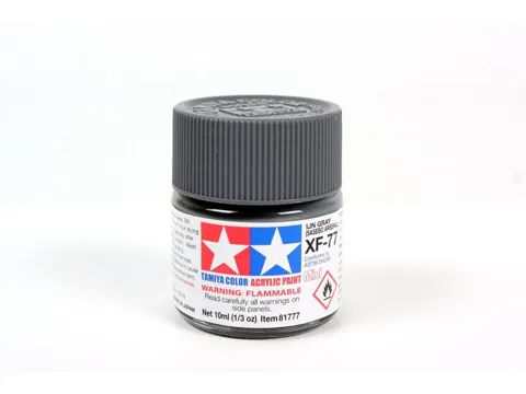 Skleněná lahvička akrylové barvy Tamiya Acrylic Mini XF-77 šedá IJN Sasebo Arsenal 10 ml
