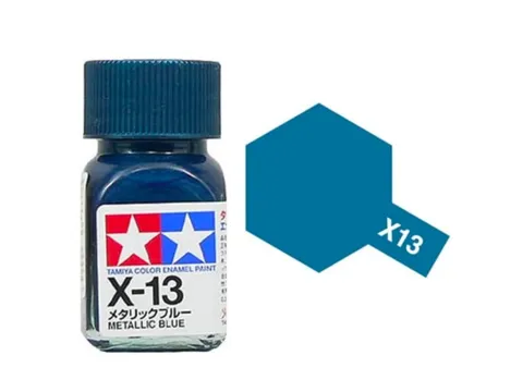 Skleněná lahvička emailové barvy Tamiya Enamel X-13 metalická modrá 10 ml