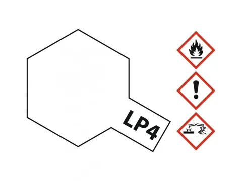Skleněná lahvička lakové barvy Tamiya LP-4 bílá matná Flat White 10 ml