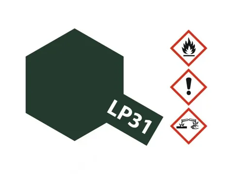 Skleněná lahvička lakové barvy Tamiya LP-31 tmavě zelená 2 IJN, 10 ml