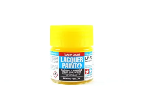 Skleněná lahvička lakové barvy Tamiya LP-83 míchací žlutá (Mixing Yellow) 10 ml