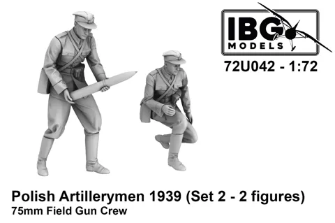 3D tištěné figurky IBG Models 72U042 polští dělostřelci 1939 v měřítku 1/72, 2 kusy