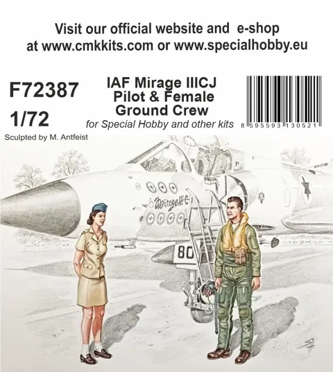 Resinové figurky CMK F72387 1/72 – pilot IAF a pozemní obsluha k Mirage IIICJ