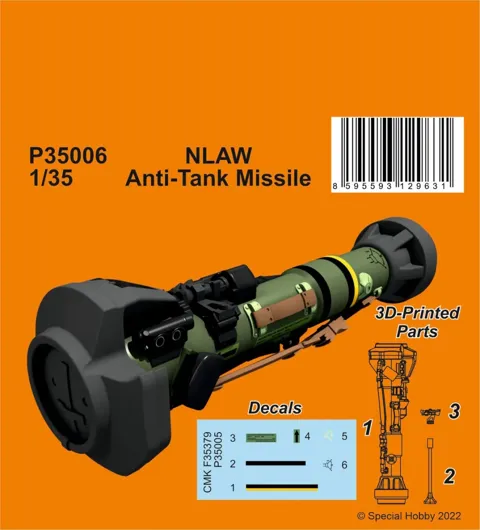 Resinový 3D tištěný doplněk CMK P35006 NLAW protitanková raketa v měřítku 1/35
