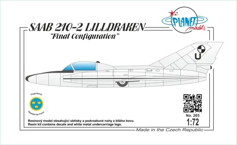 Resinová stavebnice CMK PLT265 SAAB 210-II Lilldraken Final Configuration v měřítku 1/72