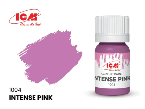 Lahvička akrylové barvy ICM Acrylic 1004 sytá růžová (Intense Pink) 12 ml