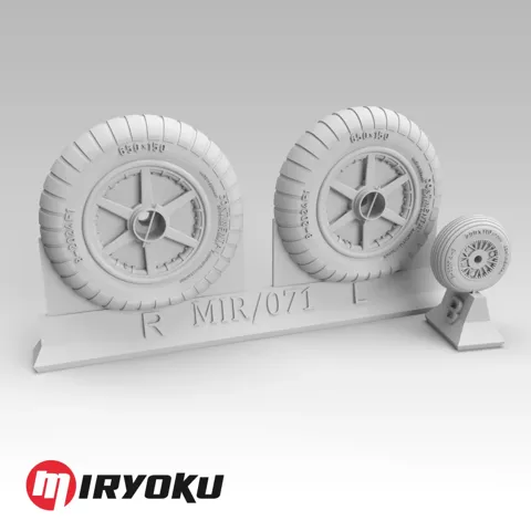 3D tištěná kola Miryoku MIR-071 pro Bf 109 E/F/G-2 v měřítku 1/32 s maskami disků