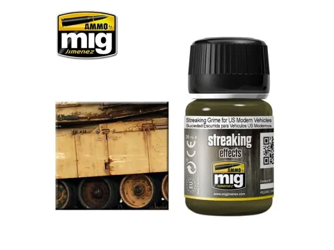 Lahvička enamelového efektu AMMO Mig A.MIG-1207 Streaking Grime for US Modern Vehicles 35 ml