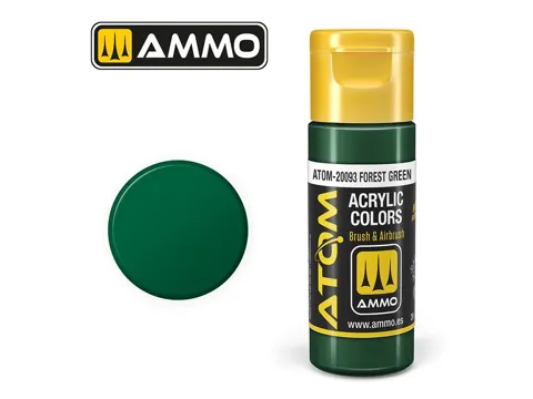 Lahvička akrylové barvy AMMO Mig ATOM Color 20093 lesní zelená Forest Green 20 ml