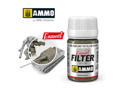 Lahvička enamelového filtru AMMO Mig A.MIG-1505 Grey for Yellow Sand 35 ml