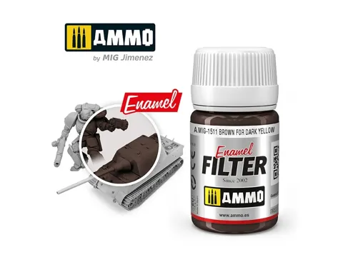 Lahvička enamelového filtru AMMO Mig A.MIG-1511 hnědý pro tmavě žlutou 35 ml
