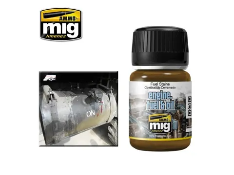 Lahvička enamelového efektu AMMO Mig A.MIG-1409 Fuel Stains 35 ml