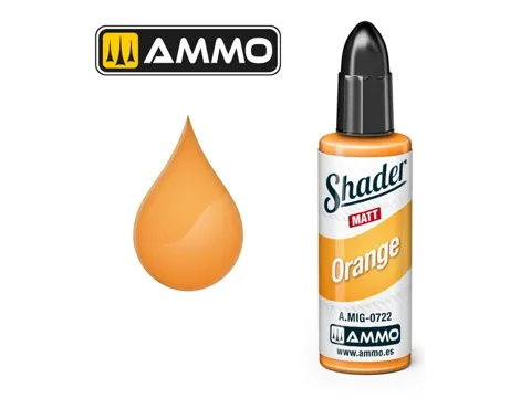 Lahvička AMMO Mig A.MIG-0722 MATT SHADER oranžová, transparentní akrylový shader 10 ml