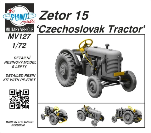 Stavebnice CMK MV127 Zetor 15 československý traktor v měřítku 1/72