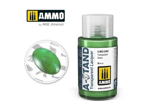 Lahvička lakové barvy AMMO Mig A-STAND A.MIG-2404 transparentní zelená 30 ml