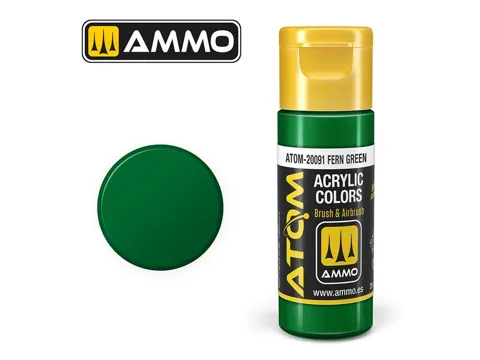 Lahvička akrylové barvy AMMO Mig ATOM COLOR 20091 kapradinová zelená Fern Green 20 ml