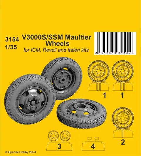 Resinová kola CMK 3154 v měřítku 1/35 pro stavebnici V3000S/SSM Maultier od ICM